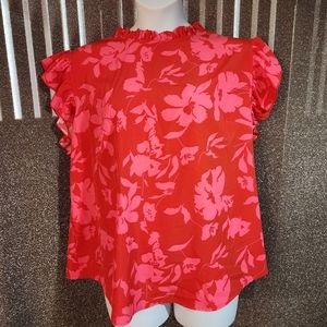 Red and pink floral top